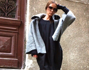 NEW Autumn / Winter  Wool Grey Bolero / Extravagant Jacket / Wool Blend Coat  by Aakasha A01150