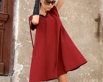 New Collection Sexy Little Red Dress / Cotton  Dress / Side Pockets Loose  Dress / Party Dress / Daywear Dress by AAKASHA A03375