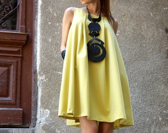 New Collection Sexy Little Mustard Dress /Doll Dress / Extravagant Loose Dress / Party Dress / Daywear Dress with Side Pockts A03415