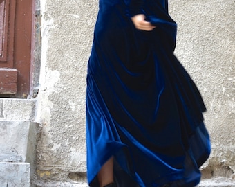 New Maxi Velvet Deep Burgundy Dress / Kaftan Dress / Side
