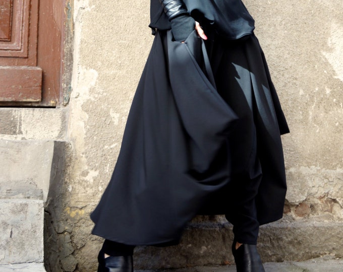 Loose  Wide Black Skirt - Pants / Wide Leg Pants Spring / Summer  Collection  by Aakasha A05383