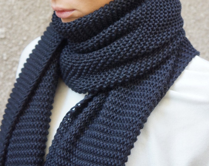 NEW Black  Warm Extra Long Shawl / All Knit Warm Extravagant Scarf by AAKASHA A13364