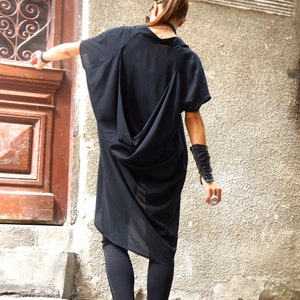Black  Loose Extravagant Shirt Asymmetric Tunic Oversize Party Top by Aakasha A11326