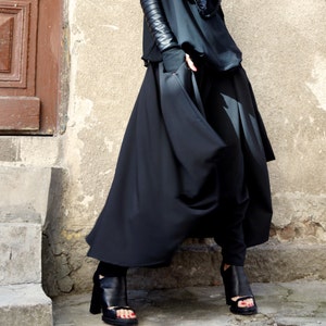 New Loose  Wide Black Skirt - Pants / Wide Leg Pants Spring / Summer  Collection  by Aakasha A05383