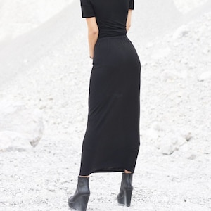 NEW  Black Exclusive Knit Soft Maxi Skirt /  Extravagant Long  Skirt / Fall fitted skirt by Aakasha A09515