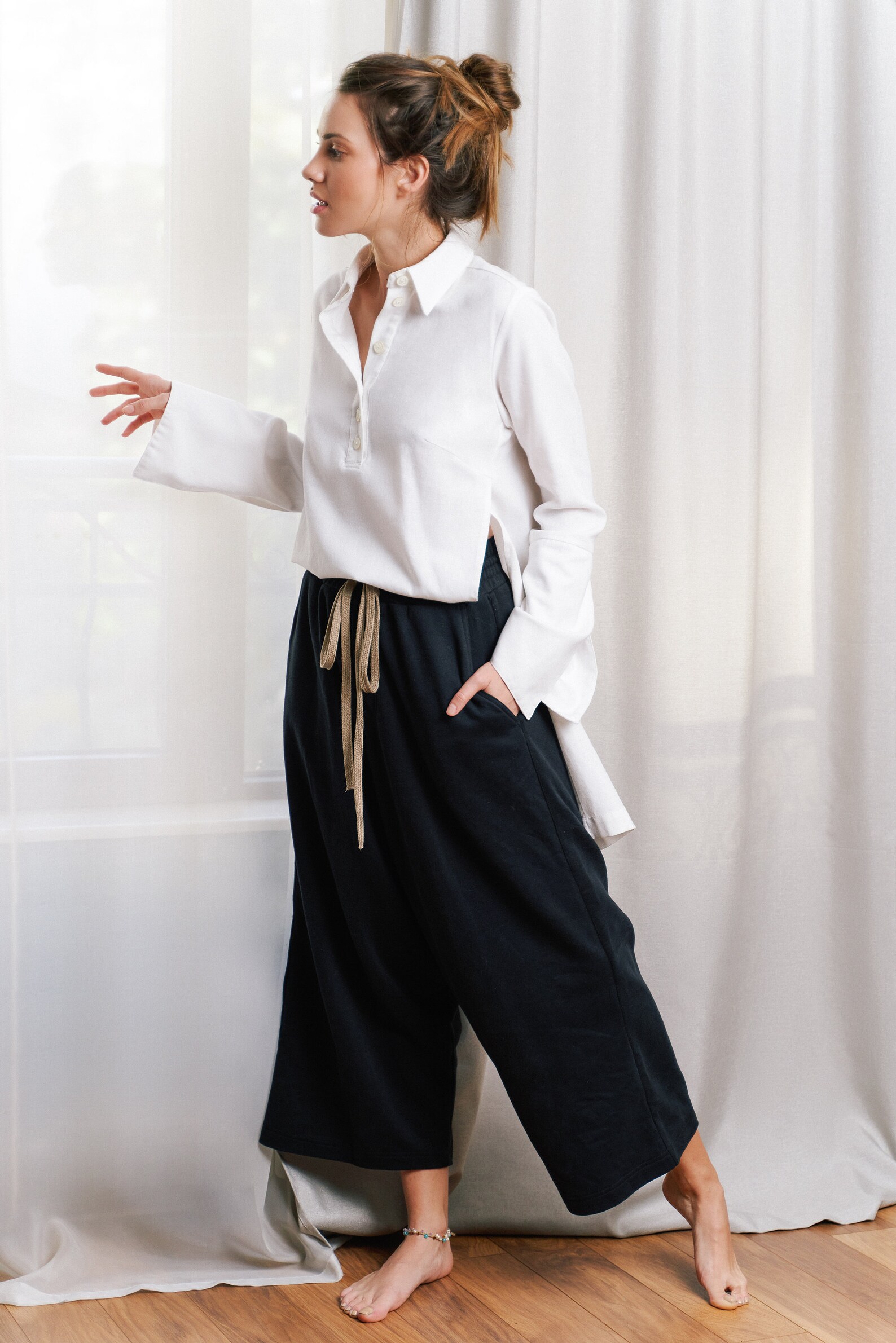 Cropped Two-way Low Crotch Pants