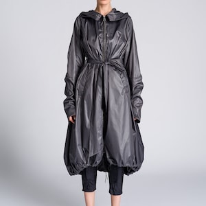 Plus Size Maxi Raincoat Hooded Trench with Belt and Pockets Waterpoof Raincoat with Extra Large Hood Handmade by Aakasha   A07372