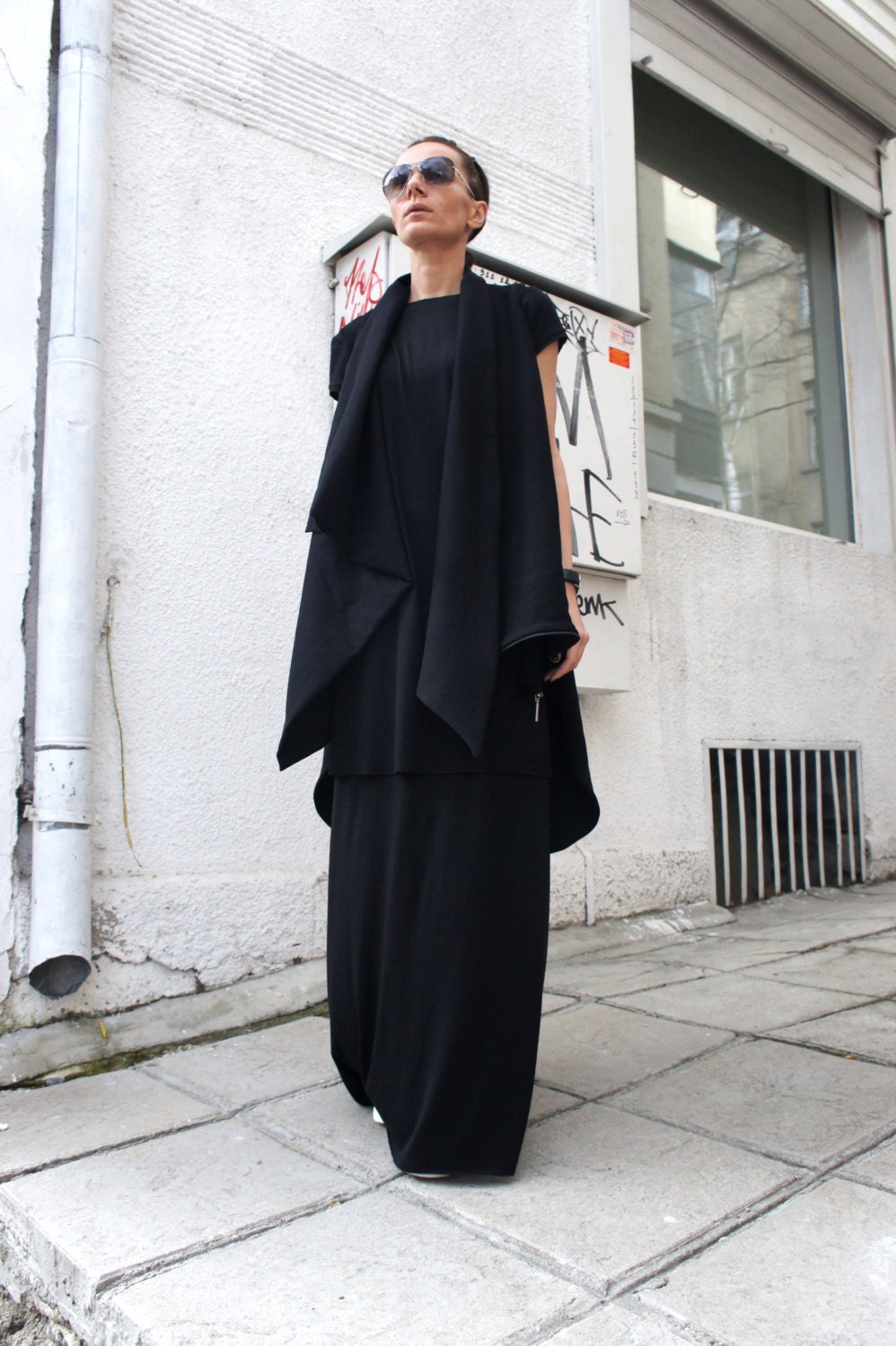 Spring Sleeveless Black Coat / Cotton Coat / Extravagant - Etsy