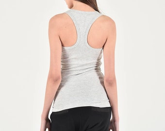 Aakasha Basic regular Fit Racer Back Light Grey Tank  Top A04743