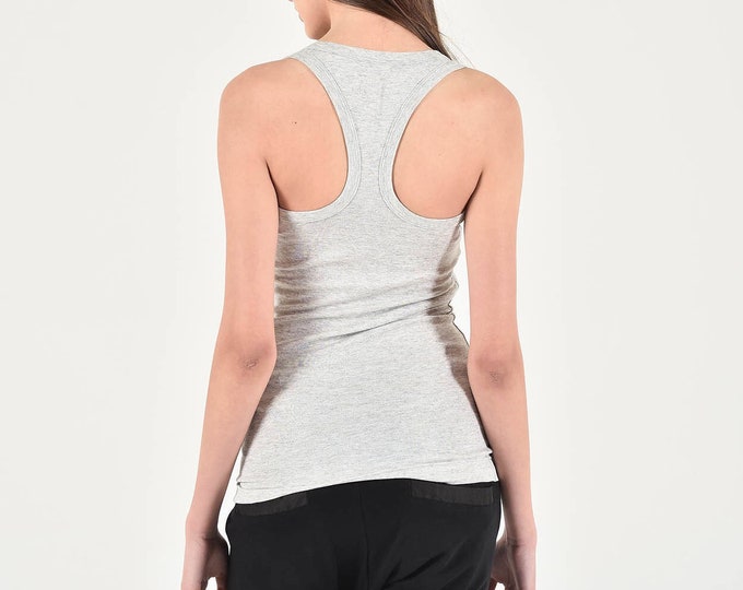 Aakasha Basic regular Fit Racer Back Light Grey Tank  Top A04743