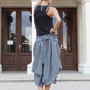 New Grey Loose Short Long Extravagant Skirt / Cotton Blend Grey Melange Autumn Collection by Aakasha A09499 image 3