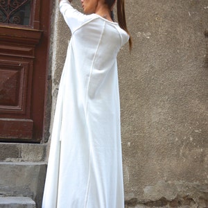 New Maxi Dress / off White Kaftan Cotton Dress /side Pockets Dress ...