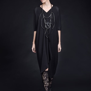 Midi-jurk met grote maten, elegante rechte tuniekjurk met korte mouwen A90427
