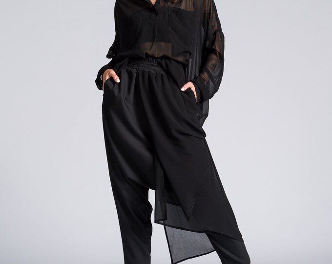 Elegant Draped Drop Crotch Pants , Sexy Summer Pants by Aakasha A90510