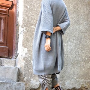 NEW Oversize Grey Mid Sleeve Fully Knit  Vest / Fully Knit Top / Maxi Open Overall / Soft and Comfortable by  AAKASHA A06351