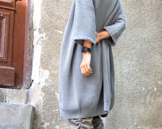 NEW Oversize Grey Mid Sleeve Fully Knit  Vest / Fully Knit Top / Maxi Open Overall / Soft and Comfortable by  AAKASHA A06351