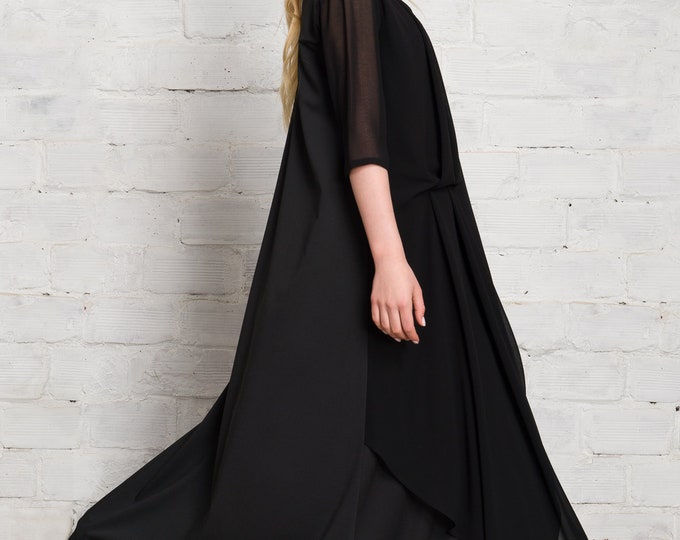 Plus Size Flowing Dress, Mixed Fabric Layered Maxi Dress, Bohemian Dress, party Dress  A92186