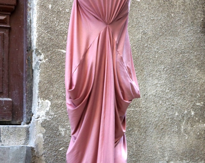 Maxi Dress  Asymmetric Kaftan / Long Dress / Delicate Ash Rose / Loose 3/4 Sleeve Kaftan A03264