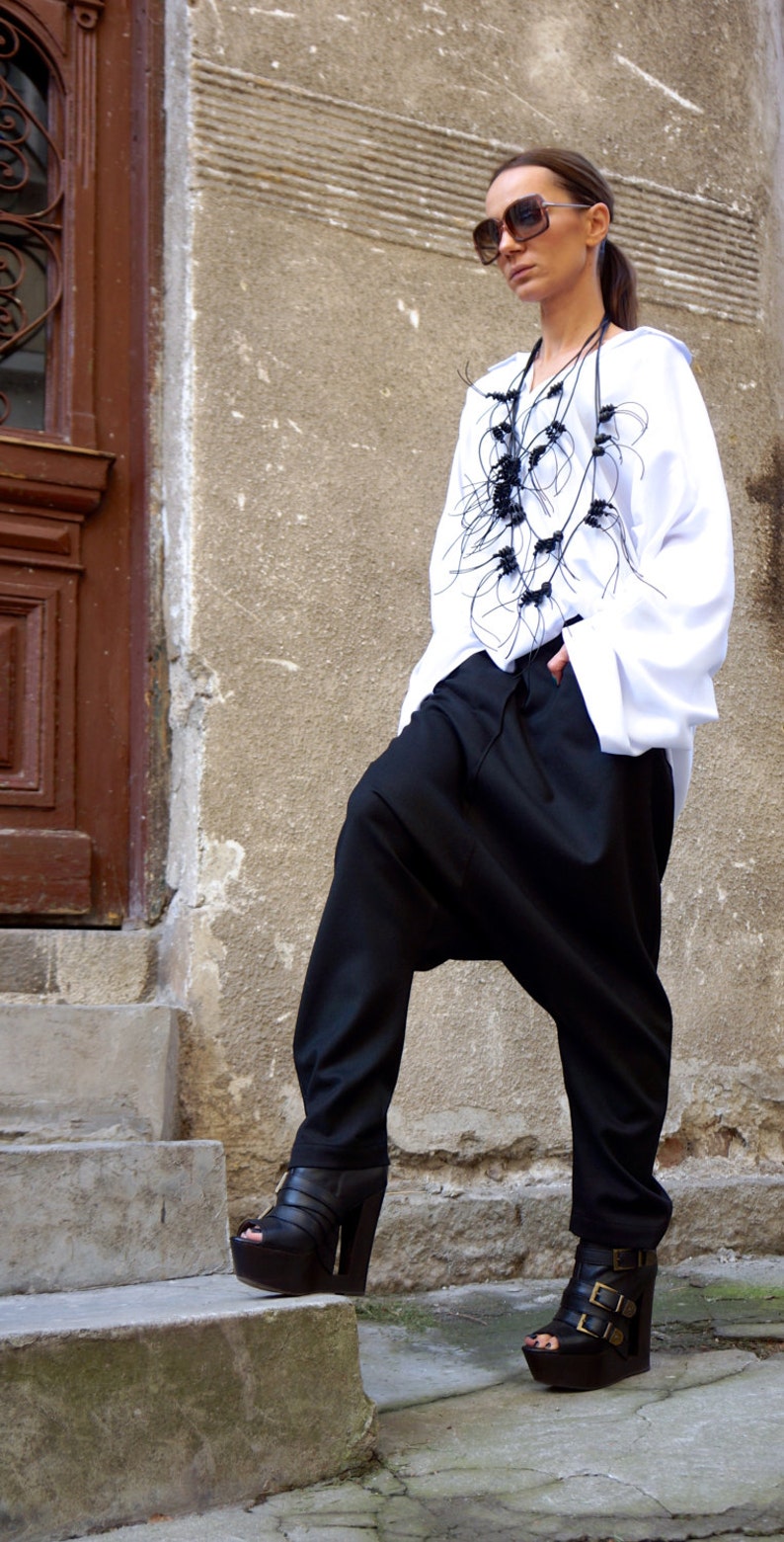 black drop crotch pants