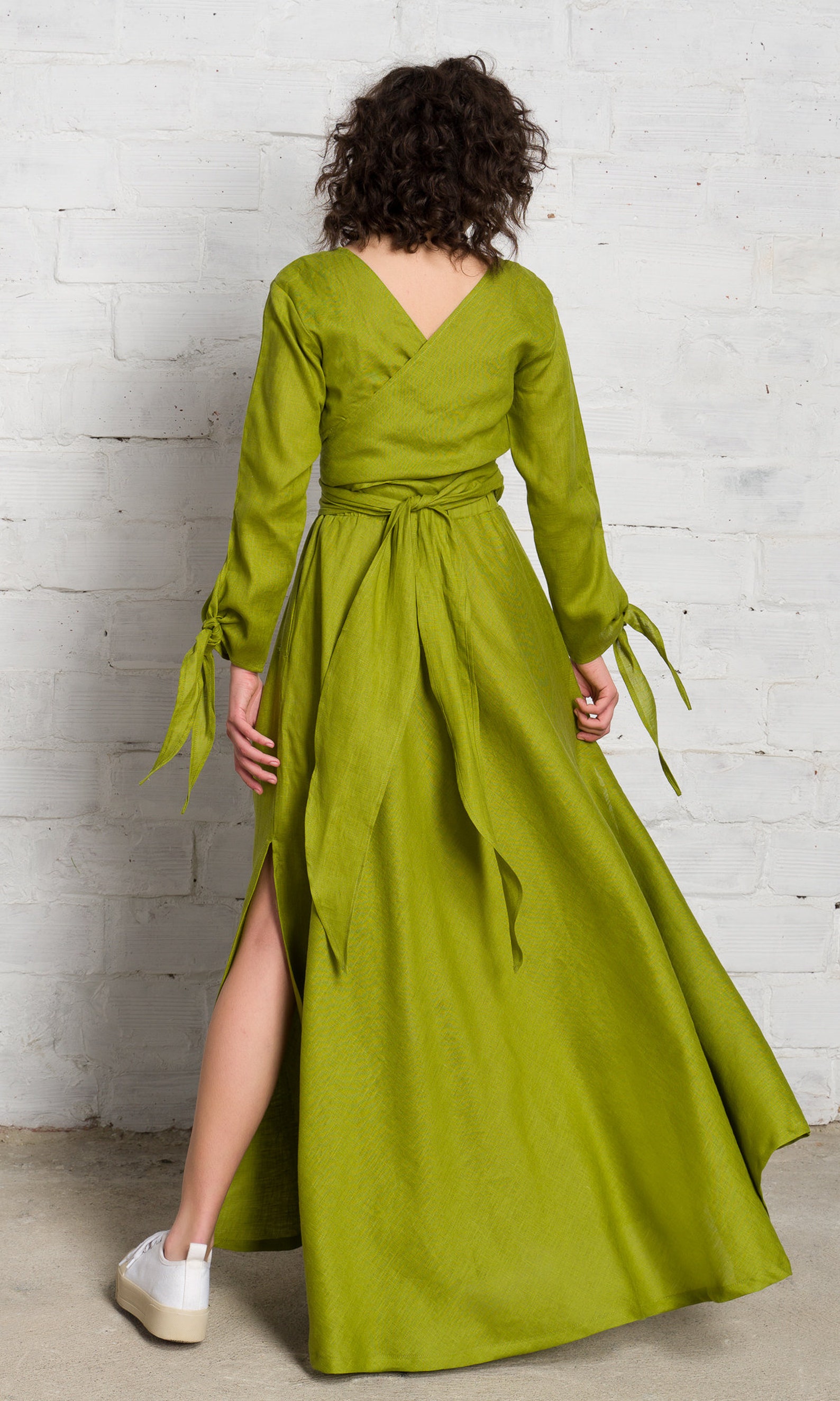 Long Linen Shirt Dress With Belt A90489 Etsy