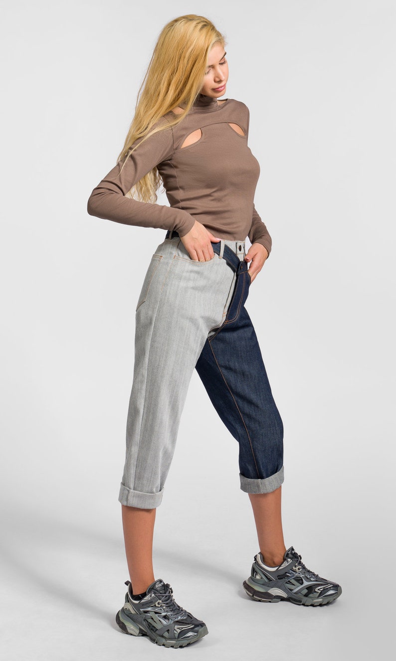 Detachable TWO-TONE Jeans by Aakasha A92053 | Etsy
