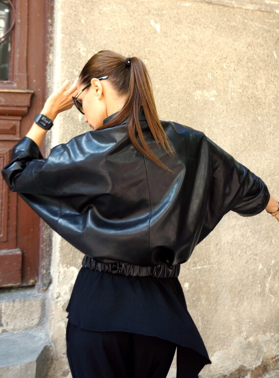 【2000Archives】24fw BOLERO LEATHER JACKET Mufeng Men's PU Leather Cropped Jacket Open Front Long