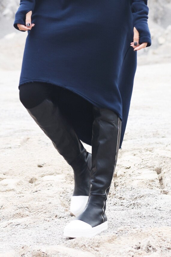 New Collection Winter High Zipper Boots All Genuine Leather Etsy