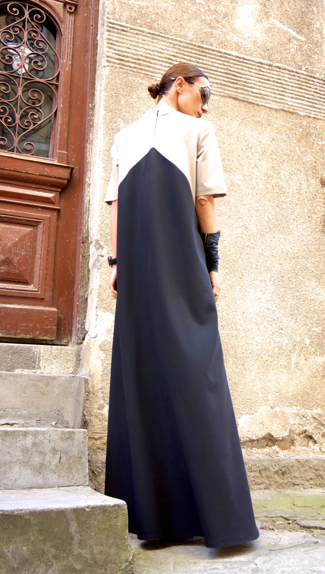 New Collection Maxi Dress /beige and Black Asymmetrical - Etsy