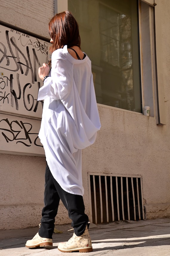 NEW COLLECTION White Loose Extravagant Shirt / Asymmetric - Etsy