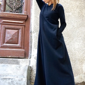 NEW Collection Black Cotton Wide Leg Maxi Jumpsuit / Extravagant Jumpsuit /Long Sleeves Thumb Holes with side pockets by AAKASHA A19517 image 2