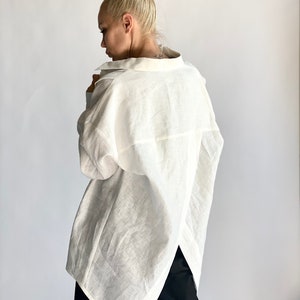 Linen Summer Shirt ,Extravagant OEKO-TEX Certified Linen  Shirt ,Asymmetrical shirt , Oversize Loose Top by Aakasha A90597