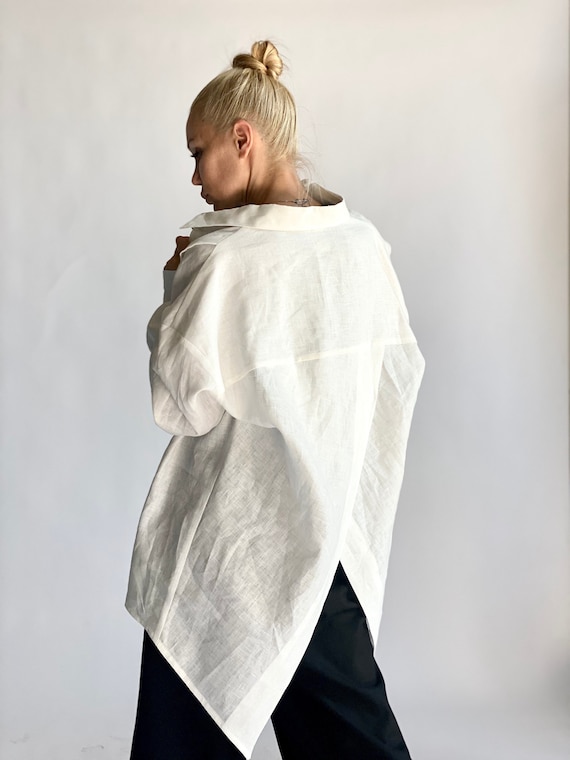 Linen Summer Shirt Extravagant OEKO-TEX Certified Linen Oversize Loose Top by Aakasha A90597