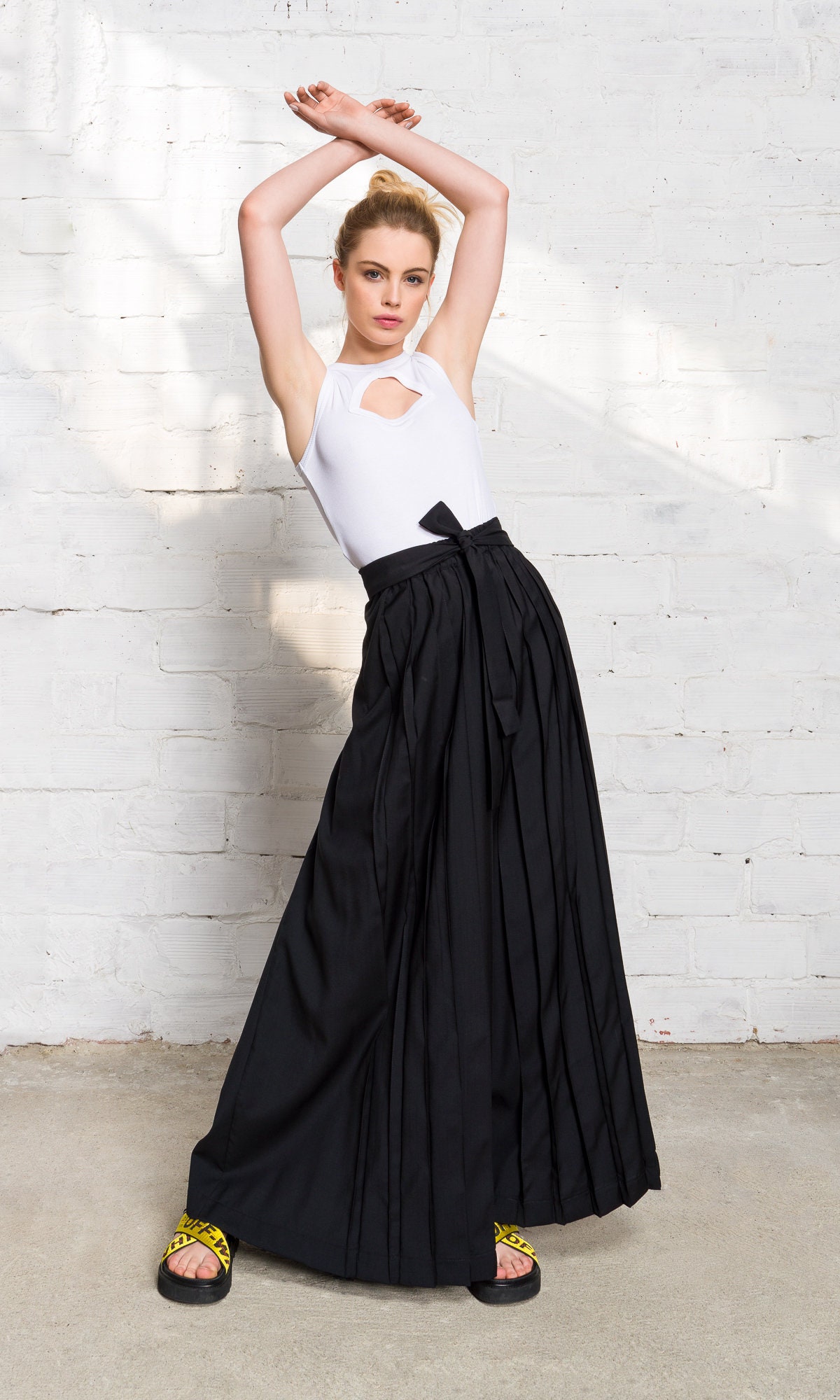 Wool Pleated Wrap Skirt Pants A05422 - Etsy Wool Pleated Wrap Skirt Pants A05422 - Etsy