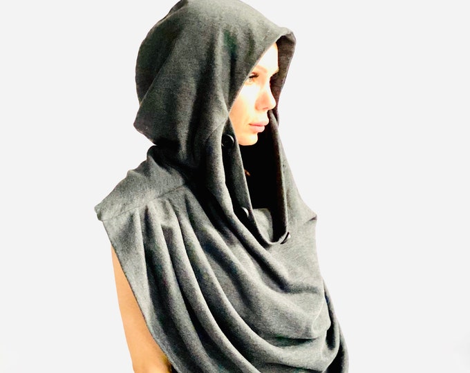 NEW Dark Grey Hood Accessory / Full covered Hood / Adjustable Face Cover Warm Extravagant  Hood by AAKASHA