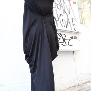 Black Asymmetric Maxi Dress / Loose Extra Long Sleeve Kaftan A03105