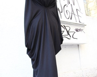 Black Asymmetric Maxi Dress / Loose Extra Long Sleeve Kaftan A03105