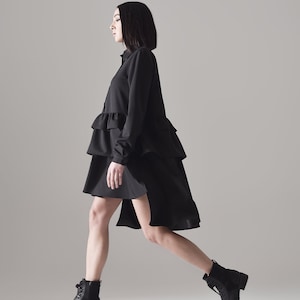 Langarm Rüschensaum Shirt Kleid A90444