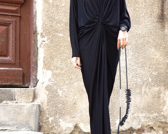 NEW  Collection Black Extravagant  Kaftan / Maxi Black Dress / Asymmetrical Caftan by AAKASHA A03178