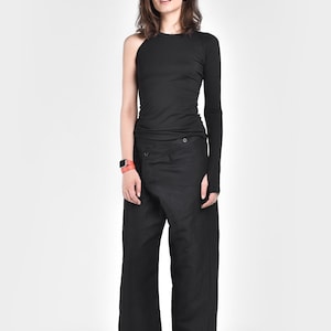 Loose Linen Overlapping Pants Summer Cropped Trousers with pockets Handmade by AAKASHA A05639