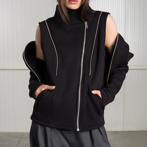 Cotton Fleece Jacket with Detachable Sleeves A92304