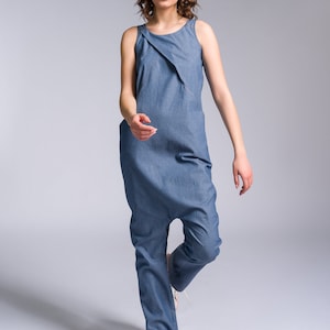 Chambray Jumpsuit with Overlap Front A19430