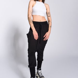 Loose Drop Crotch Pants with Ribbed Cuffs image 4