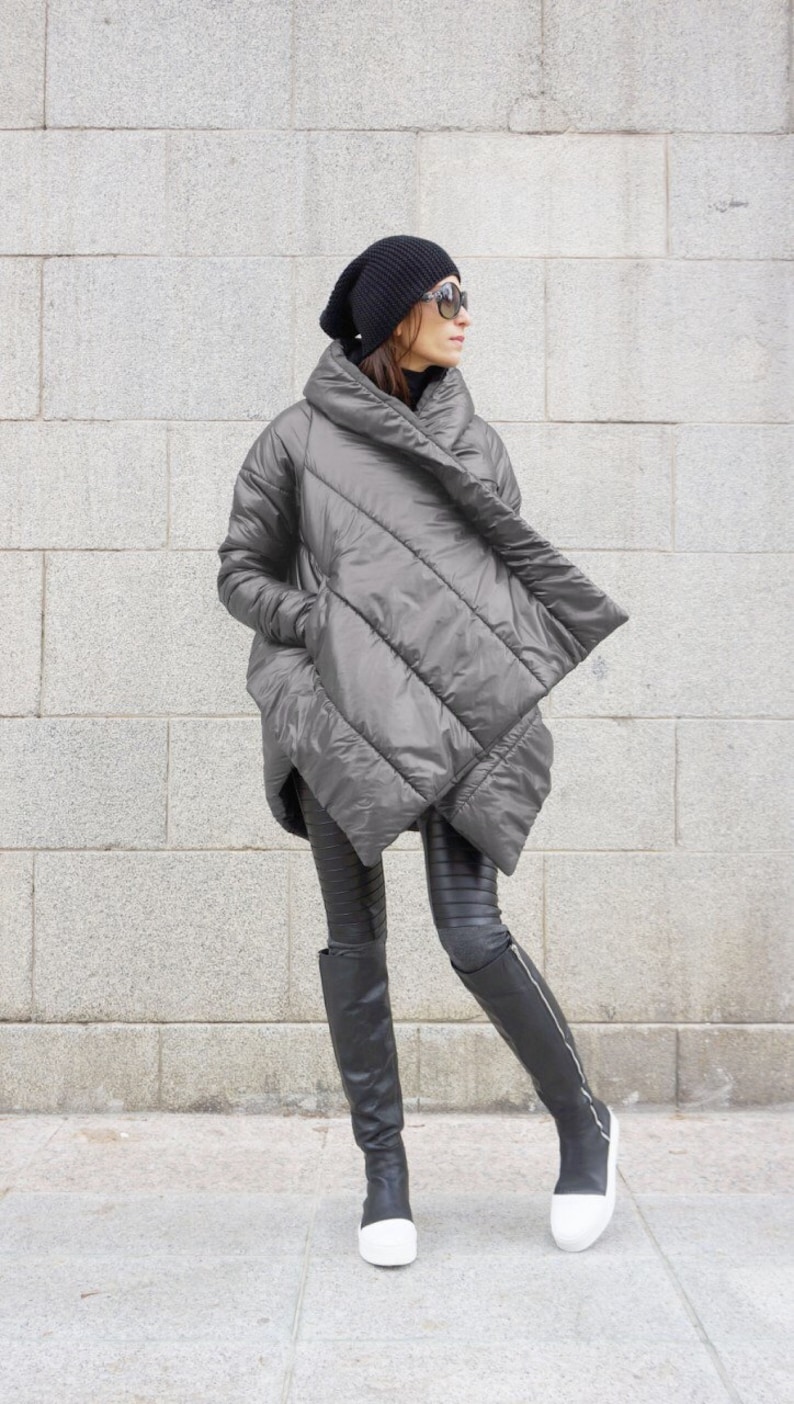 NEW Winter Extra Warm Asymmetric Extravagant Grey Hooded Coat | Etsy