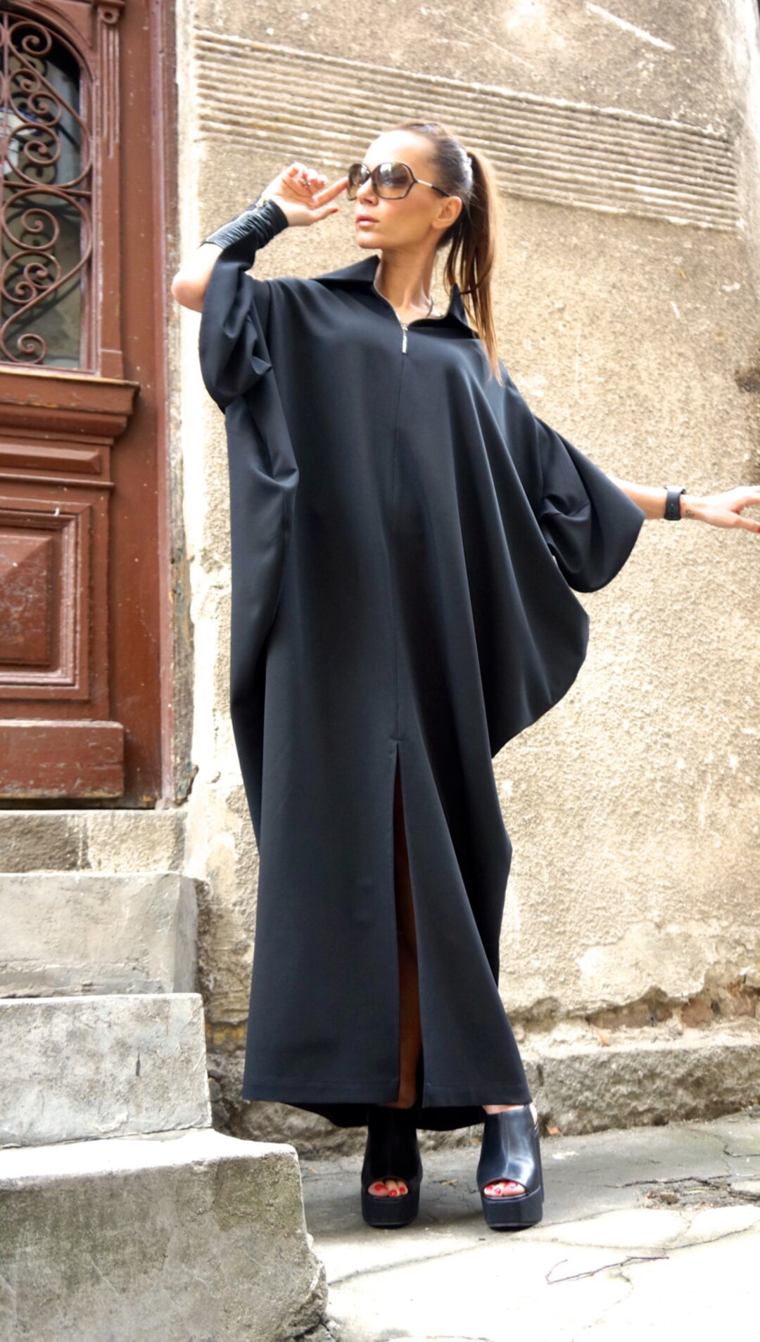 Alexandrie Long Caftan Dress - Black main image 1