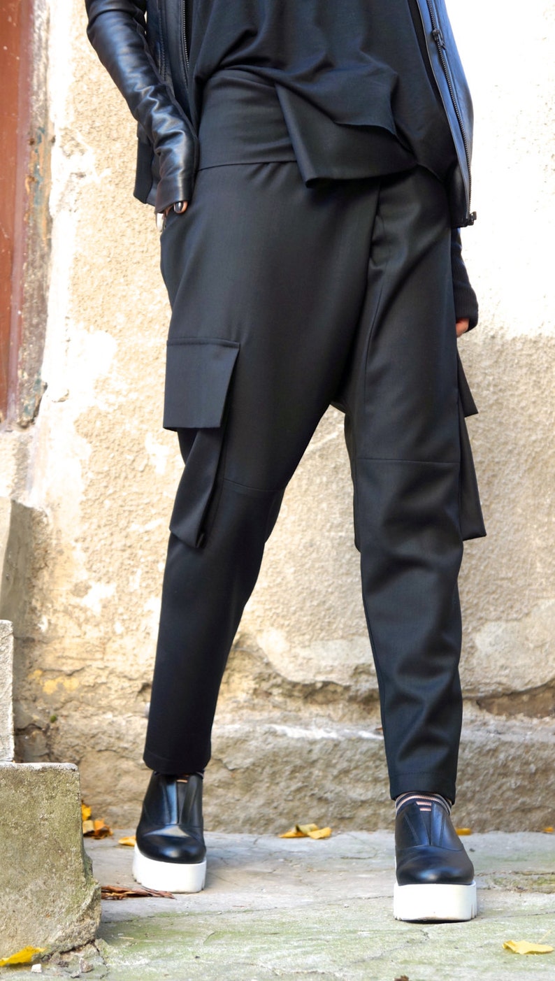 black drop crotch pants