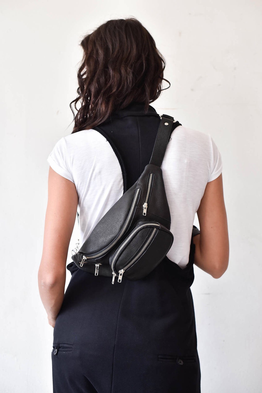 Genuine Leather Bum Bag, Cross Body Zipper Bag High Quality