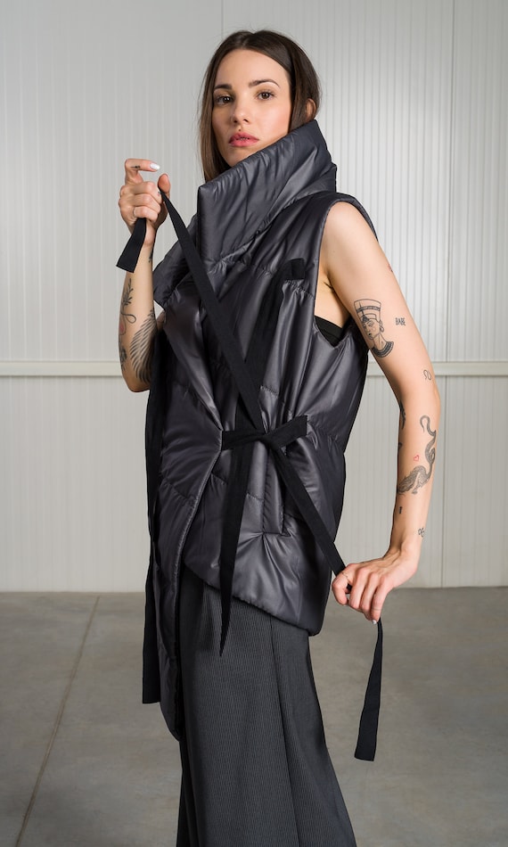 Asymmetric Vest With Ribbon Closure A92303 - Etsy