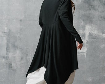 Hooded Cardigan Drapes Fine Knit Long Sleeves Flowing Vest With Pockets Oversized Boho Women