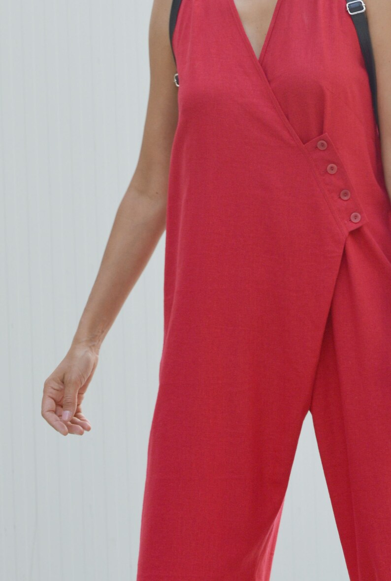 Casual Elegant Wrap Linen Jumpsuit A90506 Etsy