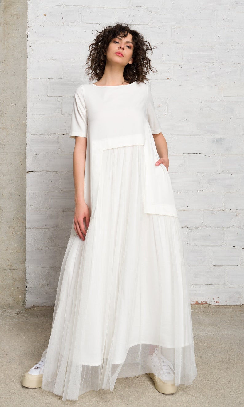 Maxi Tulle Dress A90495 Off white